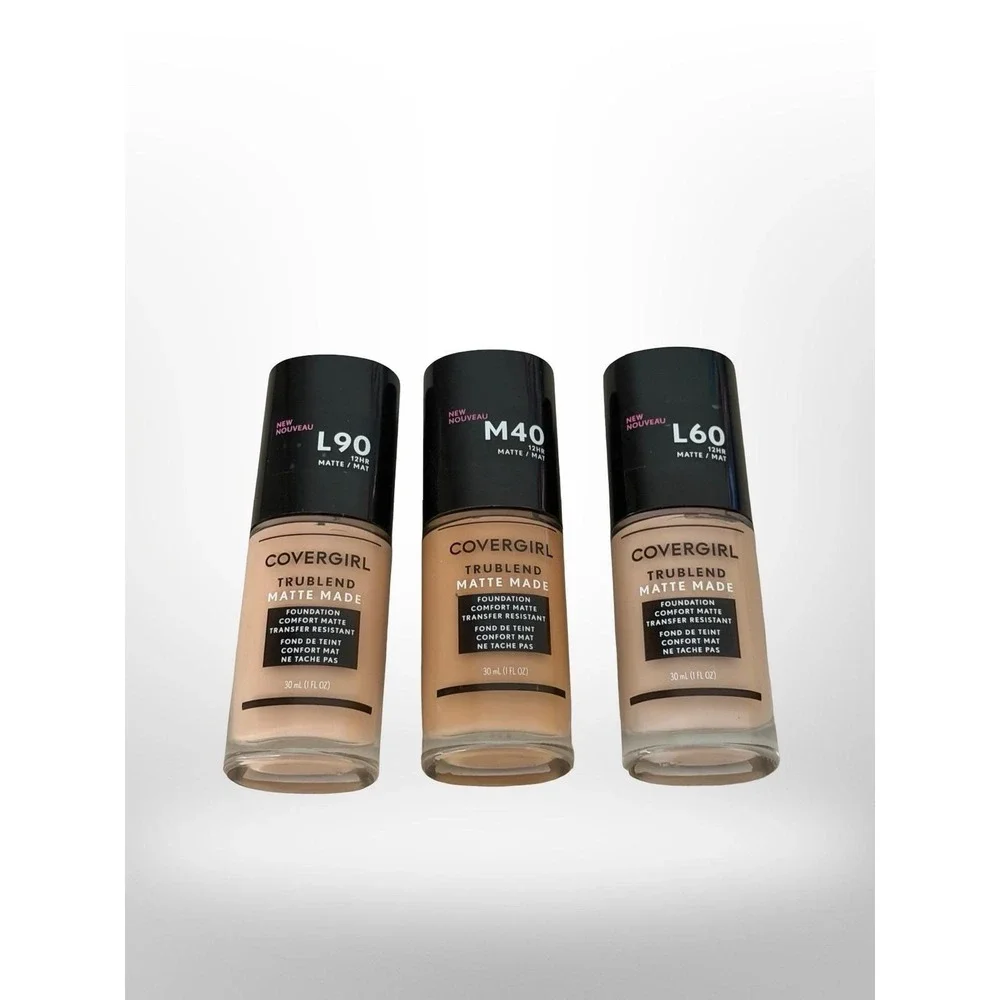 Covergirl TruBlend Matte Made Foundation Lot 3 Shades L60 L90 M40 Oil-Free 1oz